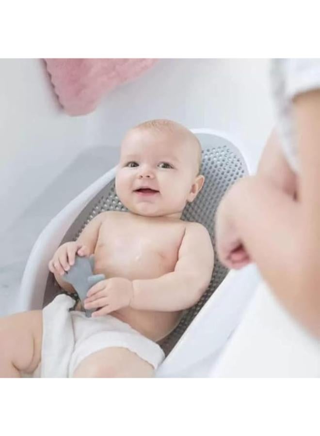 مقعد حوض استحمام قابل للطي للأطفال ، دعم حمام الطفل، كرسي حوض استحمام حديثي الولادة لعمر 0-12 شهر، مقعد استحمام قابل للطي للرضع مع فتحات تصريف للماء (رصاصي) - Image 3